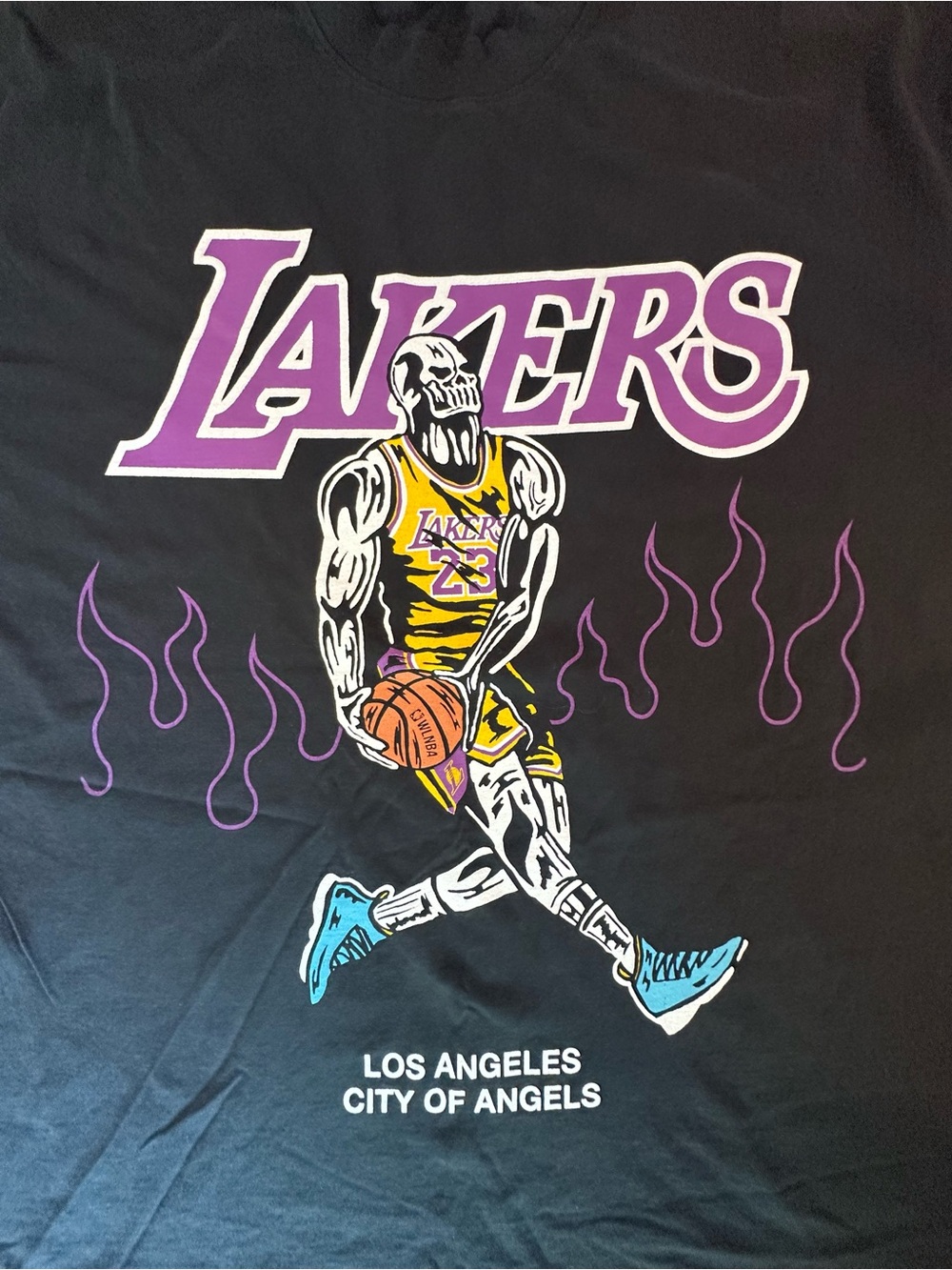 Warren Lotas x Los Angeles Lakers Black Graphic Basketball T‑Shirt XL